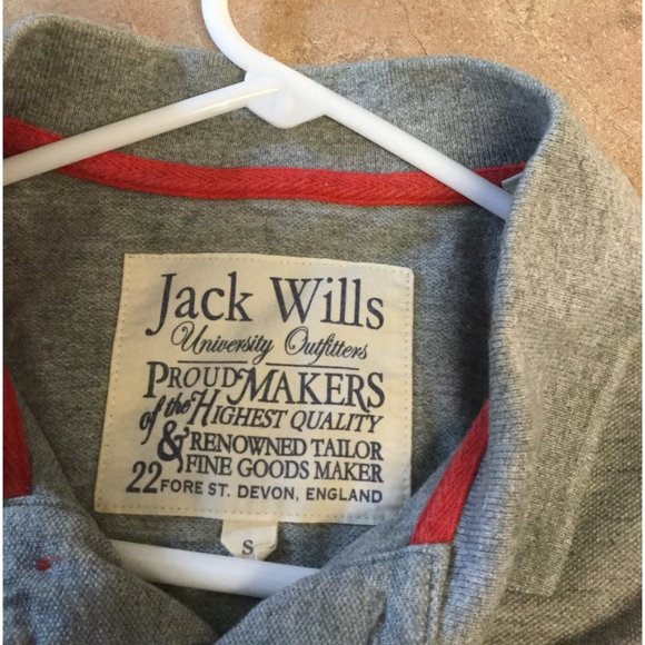 Jack Wills Classic‎ Gray Polo Shirt Mens size small S SM Red Logo - Picture 3 of 3